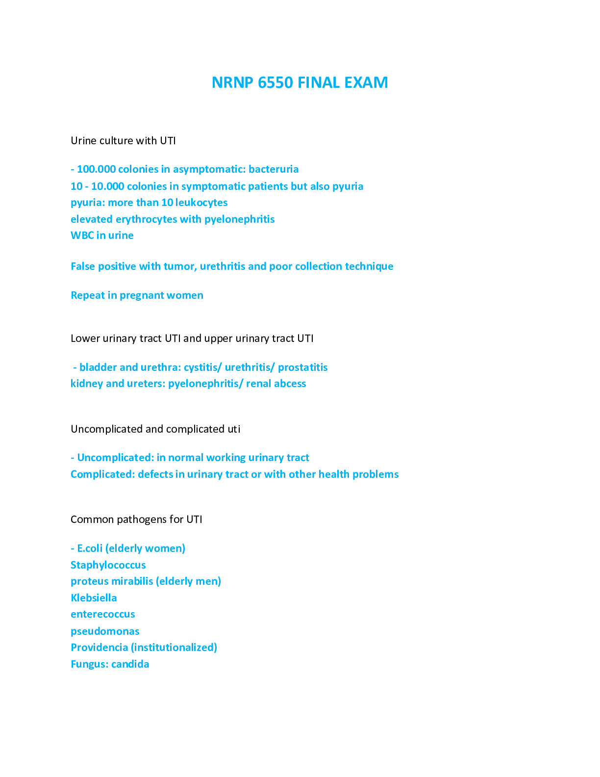 Preview image of NRNP 6550 / NRNP 6550 FINAL EXAM document